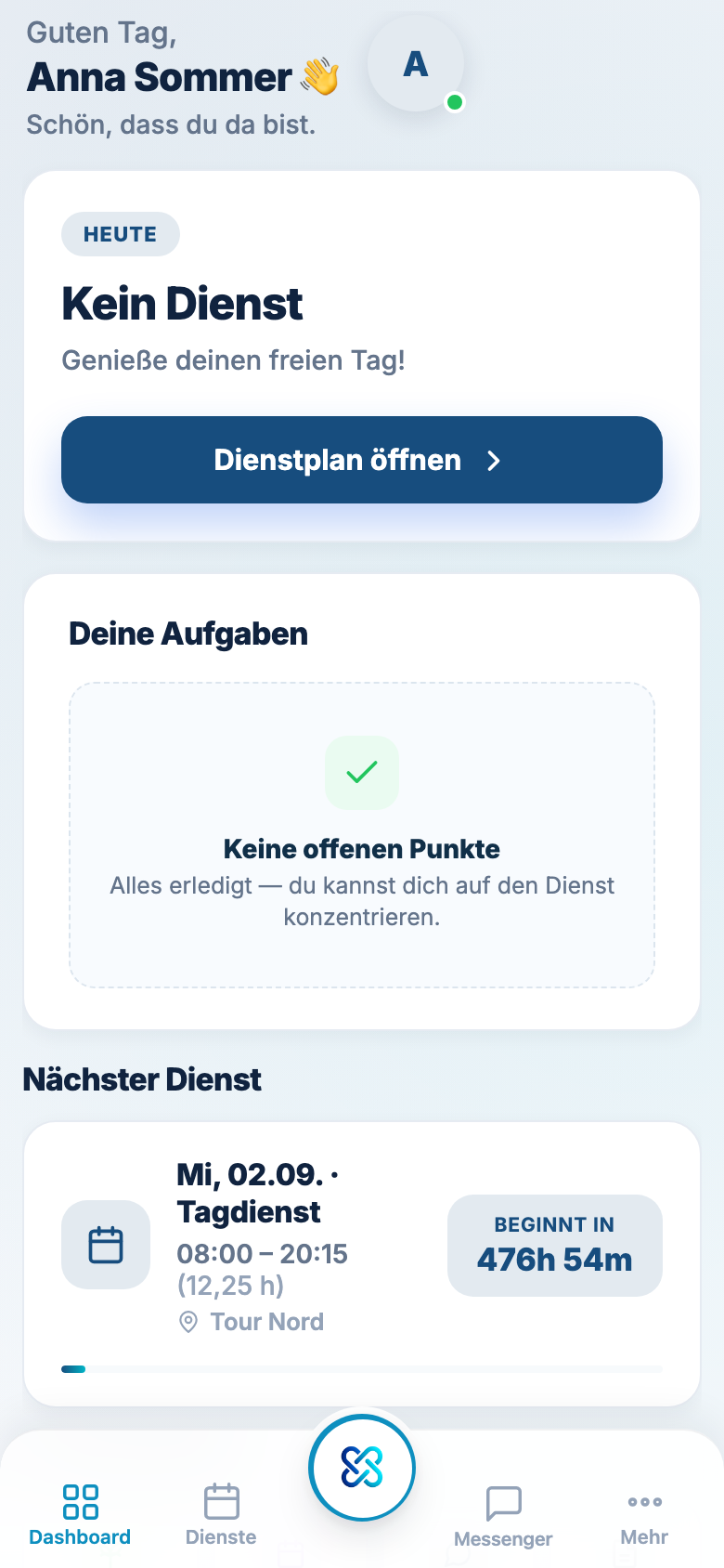 Medora App: Startseite